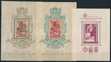 1939-1958 Bethlen-blokkpár + Brüsszeli világkiállítás blokk (a Brüsszel blokkon törések, gumihiba / folds, gum disturbance)