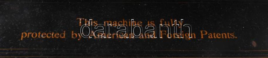 cca 1895-1910 Remington írógép, rajta "Kizárólagos vezérképviselőség Glogowski és Társa Budapes...