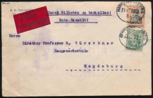 ~1925 Expressz levél 2 db perfin bélyeggel / Express cover with perfin stamps "HENNOVER-LEIPZIG" - Magdeburg