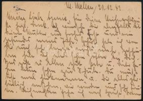 1942 Díjkiegészített díjjegyes levelezőlap / PS-card with additional franking "KLEIN MELLEN&quo...