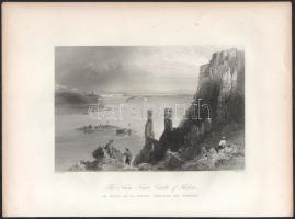 Bartlett, William Henry (1809-1954) - Mossman, William: Dévény vára, Apáca-torony (The Nuns Tower, Castle of Theben). Acélmetszet, papír, jelzett a metszeten, 12x18 cm