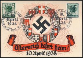 1938 2 x 6f címzetlen képeslapon alkalmi bélyegzéssel / on blanco postcard with special cancellation