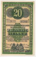 1916. Sopronnyék / hadifogolytábor 1916. június 16. 20f arab sorozat- és sorszámmal T:UNC