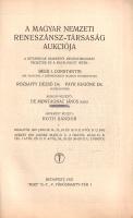[Árverési katalógus] A Magyar Nemzeti Reneszánsz-Társulat aukciója 1921. január 22-26. között.
Buda...
