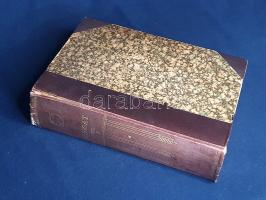 [Folyóirat] Nyugat. Szerkeszti Fenyő Miksa és Osvát Ernő. II. évfolyam, II. kötet (13-24. szám) [1909.] [Teljes, egybekötve.] Budapest, 1909. "Jókai" Könyvnyomdai Műintézet. [4] + 720 p. Az 1908-ban indult Nyugat folyóirat a magyar irodalmi modernség megkerülhetetlen folyóirata. A szecessziós ízléssel bíró városi polgárok számára készült irodalmi revü nagy írókat, költőket, drámaírókat, értekezőket egyaránt felvonultat. Évfolyamunk lapszámaiban jelenik meg először Ady Endre, Kosztolányi Dezső, Babits Mihály számos híres verse, Móricz Zsigmond Sárarany című regénye. Emlékezetes kritikát ír Thomas Mannról Lukács György. A Nyugat második évéből származó évfolyamkötetünk kiforrott ízléssel bír, esztétikai írásai között Füst Milán, Balázs Béla és Elek Artúr tanulmányai tűnnek fel, utóbbi kritikus Edgar Allan Poe jelentőségére csodálkozik rá, jó fél évszázados késéssel. Schöpflin Aladár, a Nyugat későbbi, komolyan veendő, minden irányba tájékozódó kritikusa lapszámainkban még csak egyetlen írással szerepel. Az irodalmi élet produktumait számba vevő Figyelő rovat írásai időnként részt vesznek az akadémiai szemlélet, a népnemzeti irányvonal és a korábbi nemzedék befutottjai ellen indított irodalmi háborúságban: szarkasztikus megjegyzésekkel kísért pamfletben támadja Juhász Gyula Rákosi Jenő korai drámaírói munkásságát; ennek köze lehet ahhoz, hogy az önerőből konzervatív sajtócézárrá vált Rákosi Jenő saját lapjában előszeretettel hadakozott a Nyugat első számú költőjének, Ady Endrének költészete és életpéldája ellen. A Nyugat ugyanakkor az irodalmi csatározásoktól függetlenül több nekrológban méltatja az elhunyt Gyulai Pál kritikust, az akadémiai irodalmiság legtekintélyesebb, megkerülhetetlen, szigorú kritikusát. Évfolyamkötetünk a valóban jelentős költeményeken, regényfolytatásokon és tanulmányokon kívül az irodalmi harc emlékezetes és fontos dokumentuma; urbánus léttapasztalatot körvonalazni kívánó rövidebb, prózai írásai és dramatikus jelenetei ugyanakkor méltán elfelejtett szerzők közepes írásai. Kötetünk néhány levelének fűzése meggyengült. Lakatos 2153. Aranyozott, enyhén sérült gerincű kiadói félvászon kötésben. Jó példány.