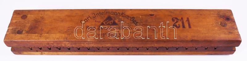 cca 1940 Carl Intelmann fa szivarszárító, kétrészes, jelzett, 56x10 cm