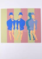 Lux Antal (1935-): Bábuk, 1970. Szitanyomat, papír. Jelzett és datált (A Lux 70), számozott: 4/30. 40x46 cm. Magyarországon nagyon ritka klasszikus pop art mű, mivel a művész Nyugat-Németországban alkotta. Gyűjtői ritkaság, mindössze 30 számozott példányban készült! / Antal Lux (1935-): Puppets, 1970. Serigraphy on paper. Signed and dated (A Lux 70), numbered: 4/30. 40x46 cm . Very rare work from the classic period of pop art, made in West Germany!