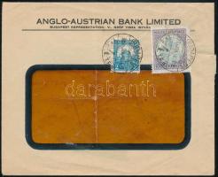 1927 Céges levélen 10.000K + 2f céglyukasztásos vegyes bérmentesítés "BUDAPEST" / Cover with mixed franking (perfin stamps)