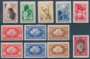 1949-1950 3 db sor + UPU blokkból kivágott bélyeg stecklapon (csak a blokkból kivágott falcos / one stamp hinged)