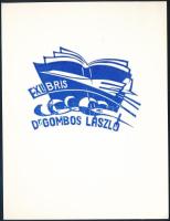 Meskó Anna (1943-2010) - Póka György (1944- ): Ex libris dr. Gombos László. Linómetszet, papír, jelzett a metszeten, 5,5x7,5 cm