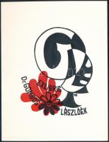 Meskó Anna (1943-2010) - Póka György (1944- ): Ex libris dr. Gombos Lászlóék. Linómetszet, papír, jelzett a metszeten, 8,x6,5 cm