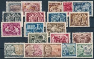 6 db sor az 1950-es évekből stecklapon (néhány bélyegen gumihiba / gum disturbance)