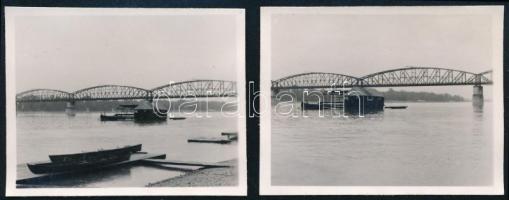 cca 1930 Dunai hajómalom,2 db fotó, 4,5×6 cm / ship mill, 2 photos
