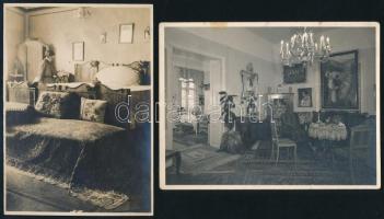cca 1920 Miskolc, régi lakásbelsők, 2 db fotó, 11×8 cm