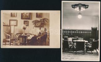 cca 1920-1940 Régi lakásbelsők, 2 db fotólap, 9×12 cm