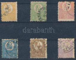 1871 Kőnyomat sor, minden érték Derecskei tanúsítvánnyal (300.000) (5kr, 25kr rozsda / stain, 2kr papírelvékonyodás / thin paper)