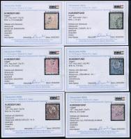 1871 Kőnyomat sor, minden érték Derecskei tanúsítvánnyal (300.000) (5kr, 25kr rozsda / stain, 2kr pa...