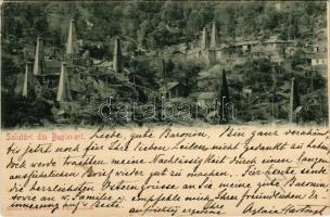 1897 Bustenari, oil factory, oil plant, drilling towers. Edit. Heinrich Löbel &amp; Frate (Campi...