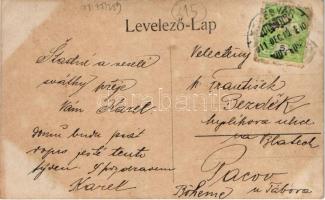 1911 Temesvár, Timisoara; Béga balsor, villamos / Bega riverside, tram (EK)