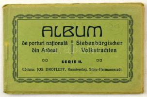 Album de porturi nationala din Ardeal / Album Siebenbürgischer Volkstrachten. Serie II. Kunstverlag Jos. Drotleff Nagyszeben (Sibiu, Hermannstadt) / Erdélyi népviseletek - 10 lapos képeslapfüzet / Transylvanian folklore, traditional costumes - postcard booklet with 10 cards