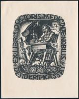 Nagy Árpád (1894-1959): Ex libris doctoris medicinae nobilis Desiderii Kassay. Fametszet, papír, jelzés nélkül, 7,5×6 cm