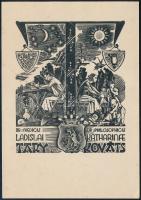 Nagy Árpád (1894-1959): Ex libris dr medicis Ladislai Tary et dr. philosophicis Katharinae Kováts. Fametszet, papír, jelzett a metszeten, 8×6,5 cm