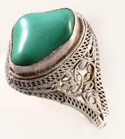 Keleti ezüst (Ag) karperes és gyűrű, m:52, kövekkel kirakva, bruttó 40g