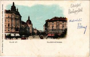 Budapest IX. Üllői út és a Nagykörút sarok, Iparművészeti Múzeum, Valéria kávéház. Sinnreich Zsigmond kiadása + "A vonatkísérők országos otthonának újzsolnai olvasóköre" (EK)