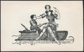 Nagy Árpád (1894-1959): Kováts Matild könyve (ex libris), 1931. Klisé, papír, jelzett a metszeten, 7,5×9 cm