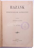 Abafi Lajos (szerk.): Hazánk - Történelmi közlöny V. kötet, 396p. Kiadói félvászon kötésben