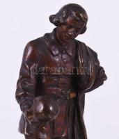 Hamlet patinázott bronz szobra, márvány talapzaton, m: 18 cm