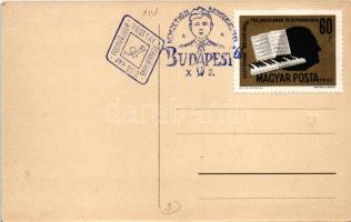 1961 Budapest XIV. Budapesti Korcsolyázó Egylet műjégpályája télen, háttérben a Vajdahunyad vára, jé...