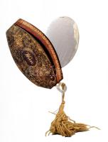 19. sz. vége, Bécsi fém tükör, díszes tokban, tokból kihajtható, 10x7 cm