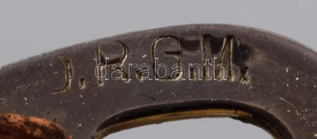 19. sz. vége, Bécsi fém tükör, díszes tokban, tokból kihajtható, 10x7 cm