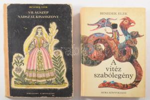 2 db Benedek Elek mesekönyv: Világszép nádszál kisasszony és más mesék. [Kaeszné] Lukáts Kató rajzaival. Bp.-Uzsgorod, 1976, Móra - Kárpáti Kiadó. Kiadói illusztrált félvászon-kötés, viseltes borítóval, helyenként kissé foltos lapokkal. + A vitéz szabólegény. Szecskó Tamás rajzaival. Bp., 1979, Móra. Kiadói egészvászon-kötés, kissé foltos borítóval.