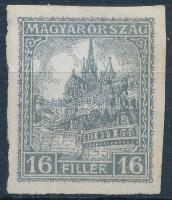 1926 Pengő-fillér 16f fogazatlan vízjel nélküli bélyeg, hamisítás a posta kárára, a katalógus így nem említi
