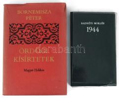 Bornemisza Péter: Ördögi kísírtetekről, avagy röttenetes utálatosságáról ez megfertéztetett világnak. Semptén, Pinkösd tájba, 1578. Bp., 1977, Magyar Helikon. Kiadói kartonált papírkötés, kissé sérült kiadói papír védőborítóban. + Radnóti Miklós: Bori notesz. I-II. köt. Radnóti Miklós utolsó versei. Bp., 1974, Magyar Helikon. Hasonmás kiadás. Kiadói kartonált papírkötés / kiadói papírkötés, sérült műanyag tokkal.