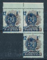 1951 Kisegítő portó bankjegybélyegeken 12f hármastömb makkos vízjellel (10.000)