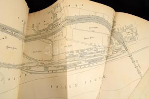 1875 A szegedi vasúti pályaudvar és környékének helyszínrajza, hosszelvénye 210x34 cm