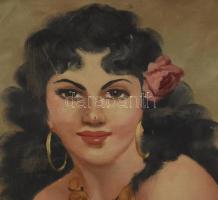 Olvashatatlan jelzéssel (Füzesi Lajos?): Lányka. Olaj, vászon. Sérült. 80x60 cm