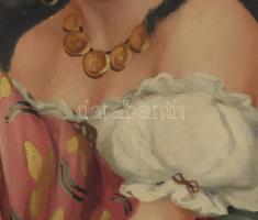 Olvashatatlan jelzéssel (Füzesi Lajos?): Lányka. Olaj, vászon. Sérült. 80x60 cm