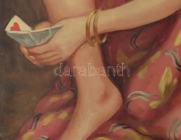 Olvashatatlan jelzéssel (Füzesi Lajos?): Lányka. Olaj, vászon. Sérült. 80x60 cm