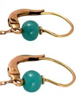 14K arany (Au) fülbevaló zöld kalcedon kövekkel 5 cm