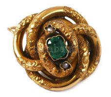 14K arany (Au) fülbevaló zafirral és gyönggyel. jelzett br 9,7g /// 14K gold (Au) earrings with sapp...