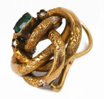 14K arany (Au) fülbevaló zafirral és gyönggyel. jelzett br 9,7g /// 14K gold (Au) earrings with sapp...