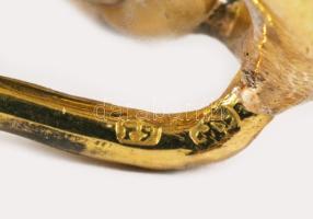 14K arany (Au) fülbevaló zafirral és gyönggyel. jelzett br 9,7g /// 14K gold (Au) earrings with sapp...