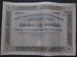 1928 "Pesti Magyar Kereskedelmi Bank" részvény 50P-ről