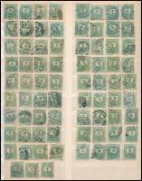 75 db átnézetlen színesszámú 3kr bélyeg, A/4 berakólapon