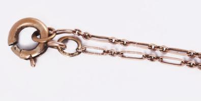 14K arany (Au) nyaklánc, és porcelán medállal, jelzett nettó 1,8 g