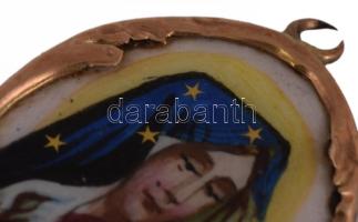 Porcelán szentkép medál arany (Au) kertben 18x15 mm javított